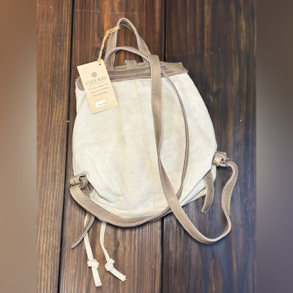 Tan and Cream Women's Backpack - Picture 2 of 2